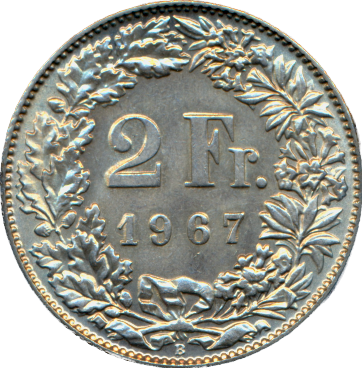 Switzerland KM21 1937 Silver 2 Francs UNC