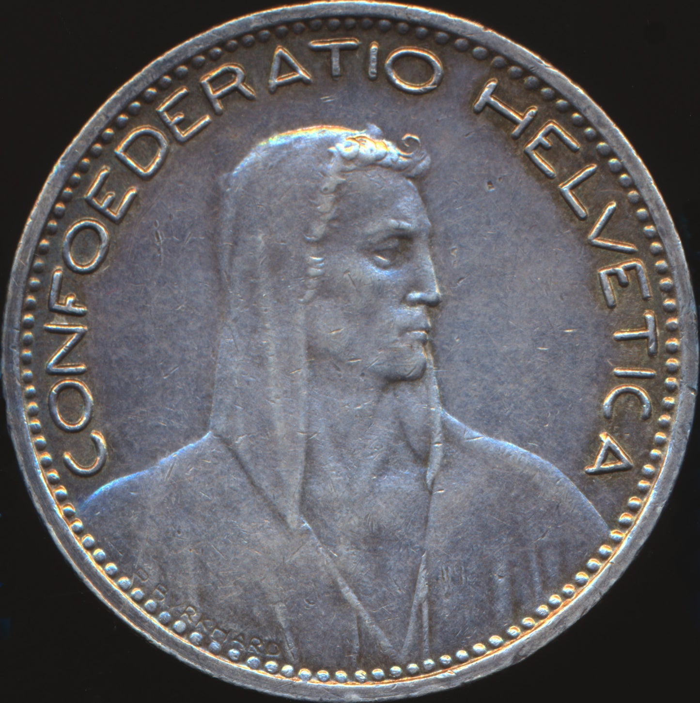 Switzerland KM37 1923 Silver 5 Francs AUNC