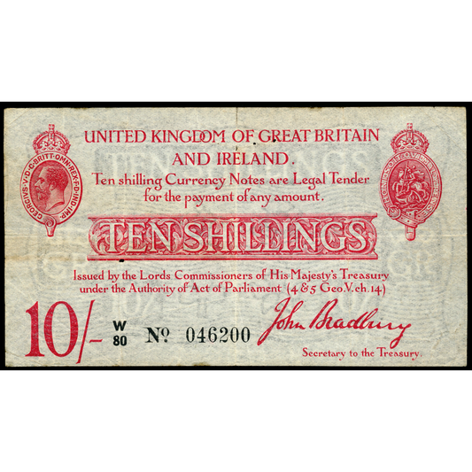 P.348a T13.1 1915 HM Treasury Bradbury 10s GF W80