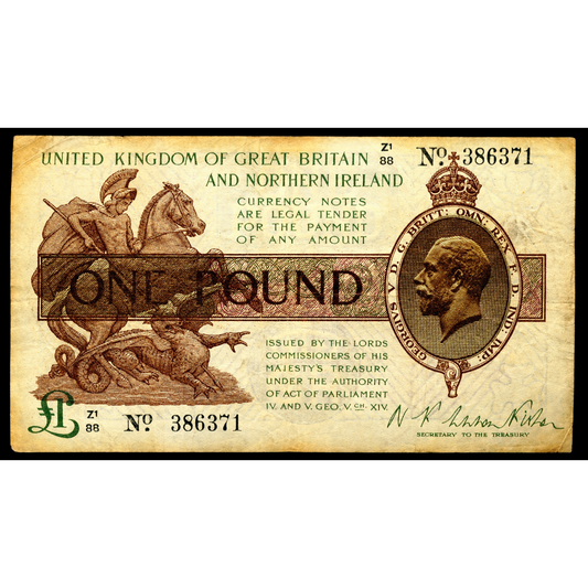 P.361a T34.3 1927 HM Treasury Fisher £1 GF Z(1)88