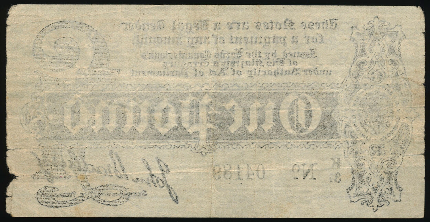 P.347 T4.2 1914 HM Treasury 1914 Bradbury £1 AF K/37